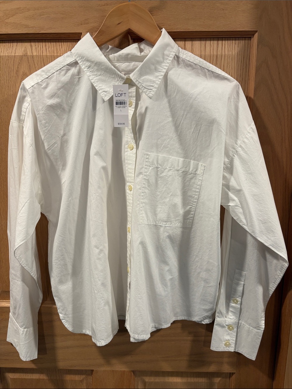 LOFT White Casual Button-Down Shirt NWT size Lg